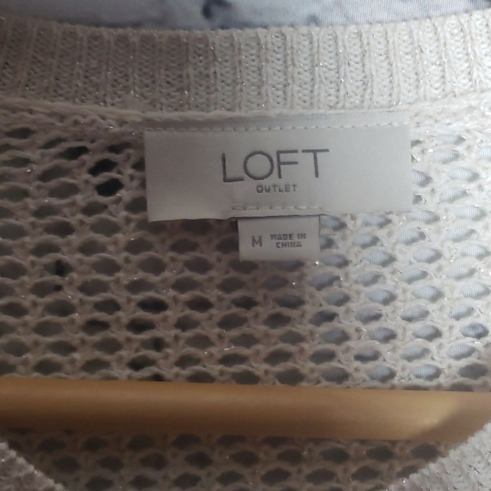 Loft Fishnet Button Up Top/Sweater - Picture 3 of 8